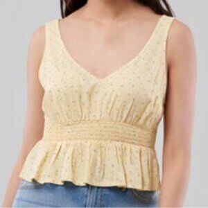 Hollister Yellow Floral Peplum Crop Tank Top